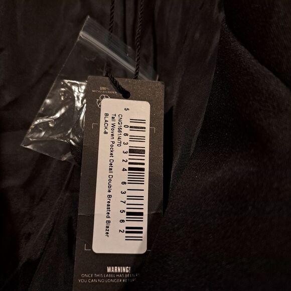 PrettyLittleThing tall woven pocket detail double breasted blazer size 4 NWT - Picture 5 of 10